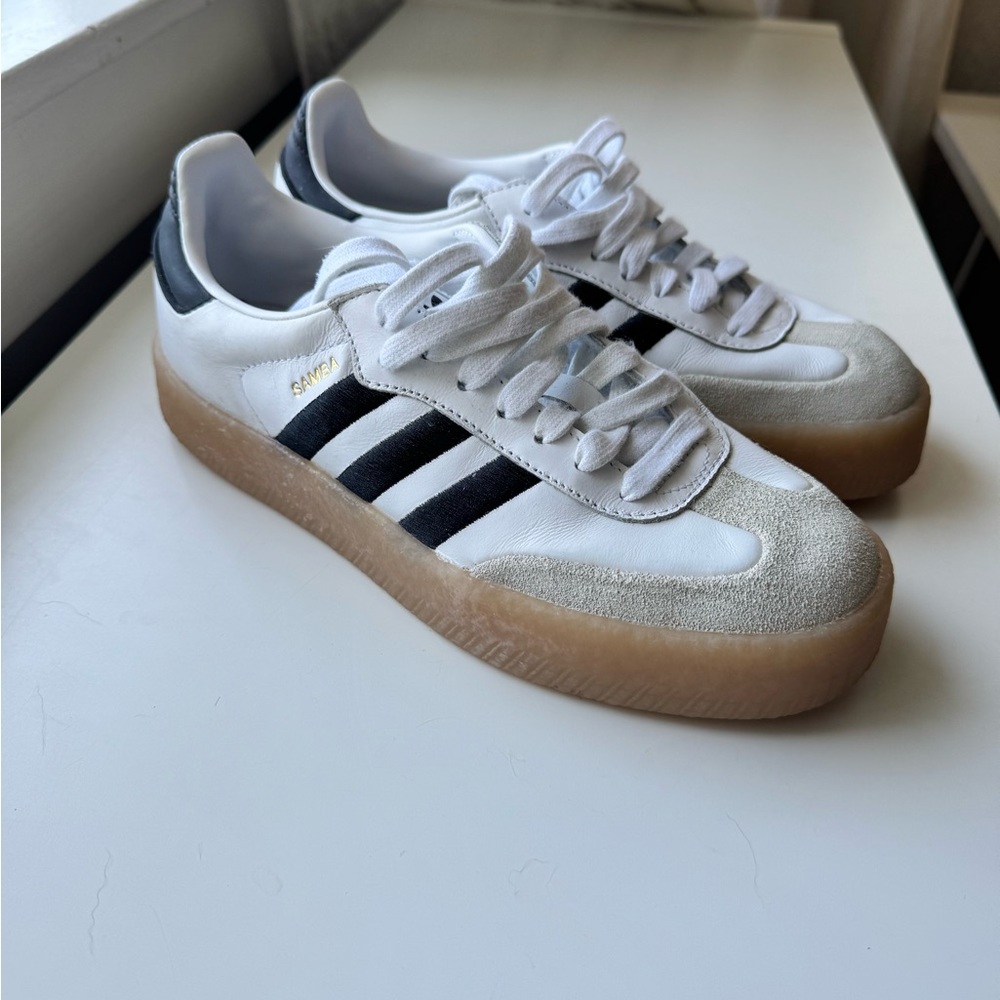 adidas White and Black Women's Sneakers - Picture 2 of 4